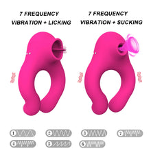 Load image into Gallery viewer, Delayed Ejaculation Vibrating Cock Ring Soft Material Sucking Licking Clit Stimulator Scrotum Penis Massager Sex Toys for Couple
