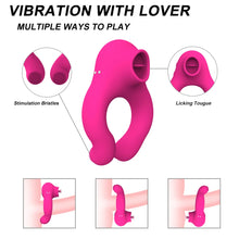 Load image into Gallery viewer, Delayed Ejaculation Vibrating Cock Ring Soft Material Sucking Licking Clit Stimulator Scrotum Penis Massager Sex Toys for Couple
